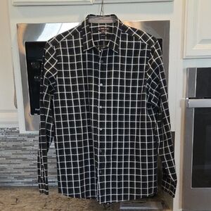 Michael Kors Navy, Green & White Grid Men's Shirt